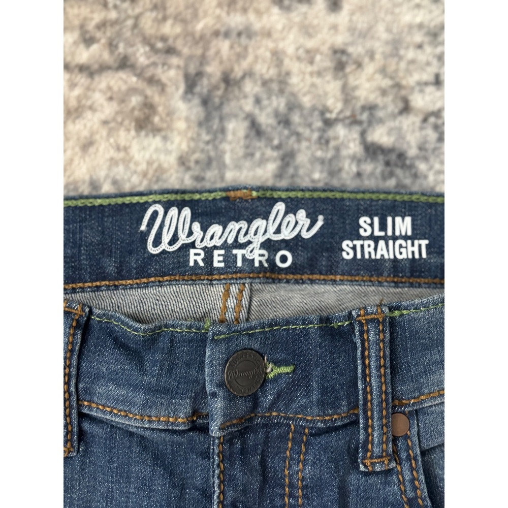 Wrangler Retro Slim Boot Jeans Mens 30x32 Blue Denim Western Bootcut Cowboy Fit‎ - Picture 7 of 11